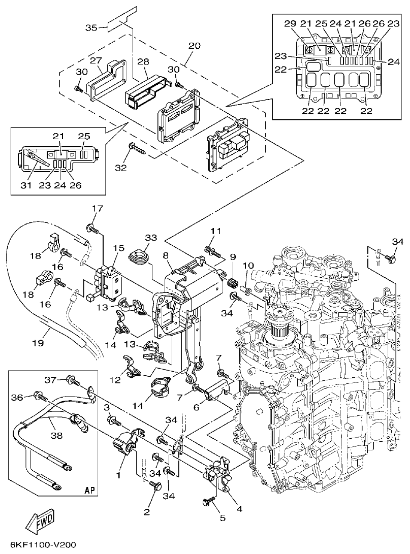 Yamaha F250XCB2, F250NCB2 ELECTRICAL 3 parts diagram